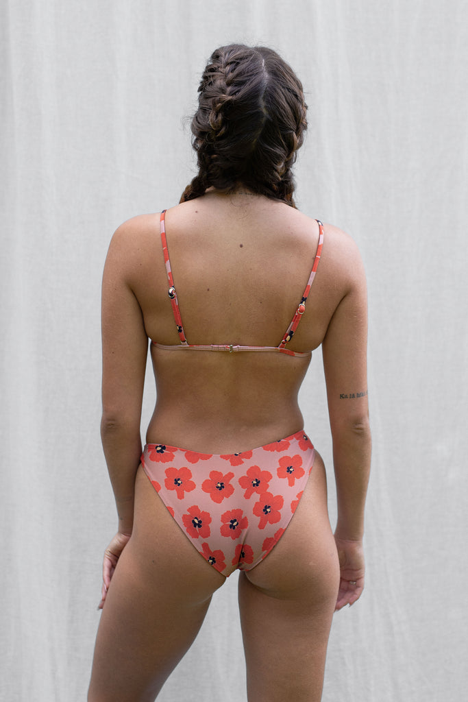 Ruby Bikini Bottom, V-Cut High Hip Shape, Medium Coverage - Earthy Hau - Back View