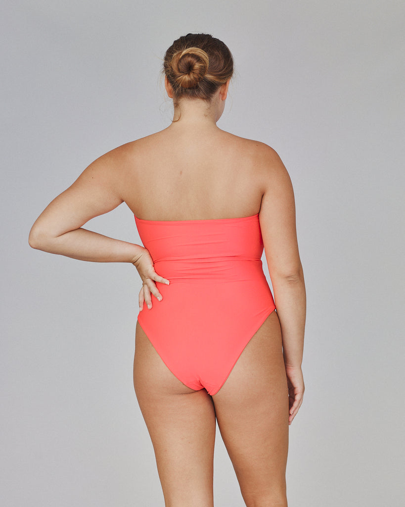 Ana Bandeau High Hip One Piece Swimsuit - Sunset - Back View