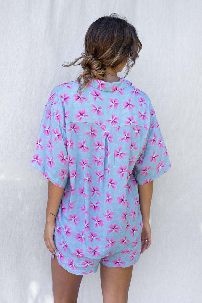 Jay Floral Shirt, Button-Down - Dragon Fruit - Back View