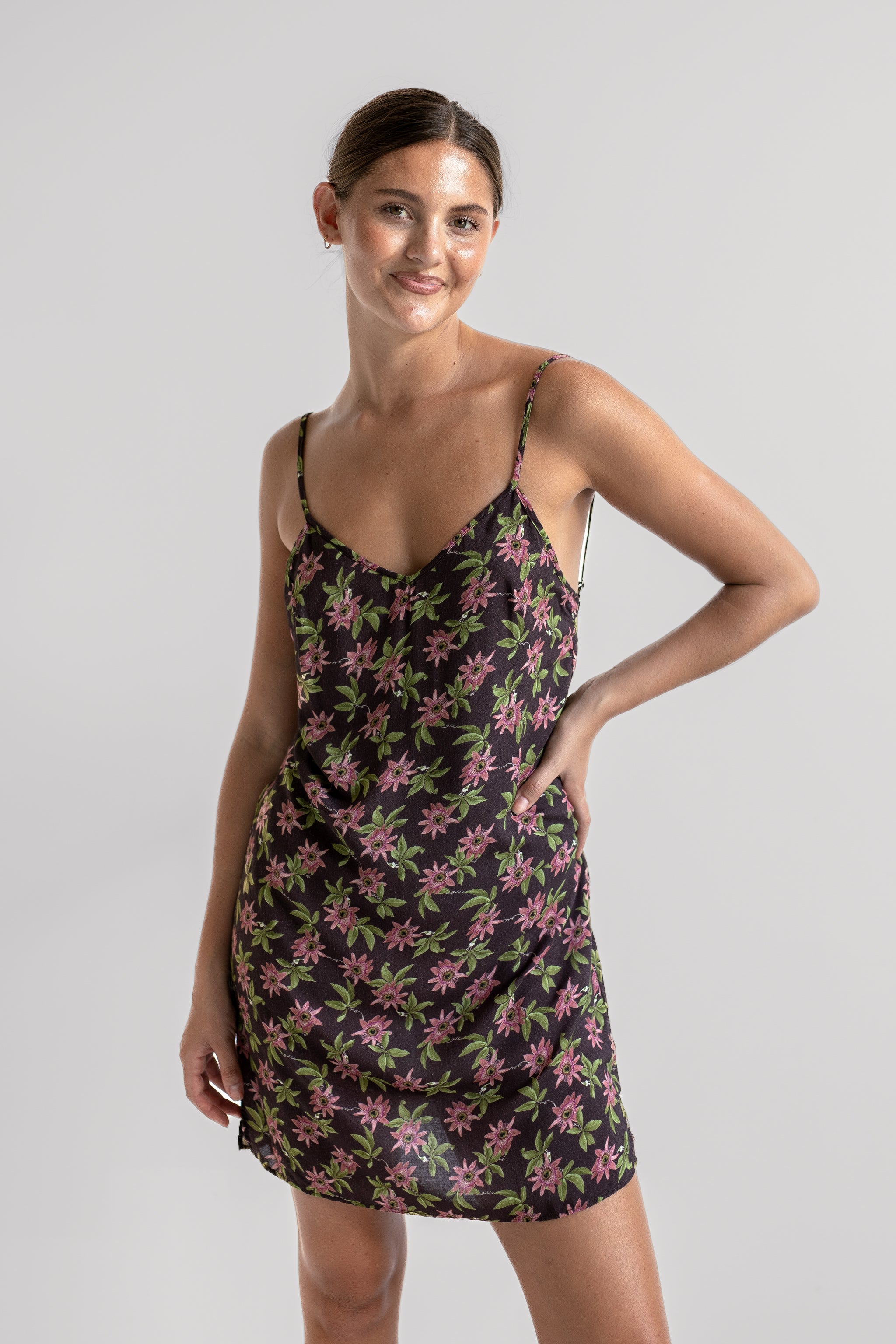 aloha dress Red Monstera Leaf Ruffle Hawaiian Dress | 3/4 Sleeve Evening Island Style from Princess Kaiulani Fashions