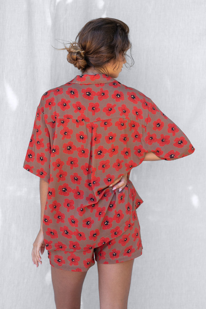 Jay Floral Shirt, Button-Down - Earthy Hau - Back  View