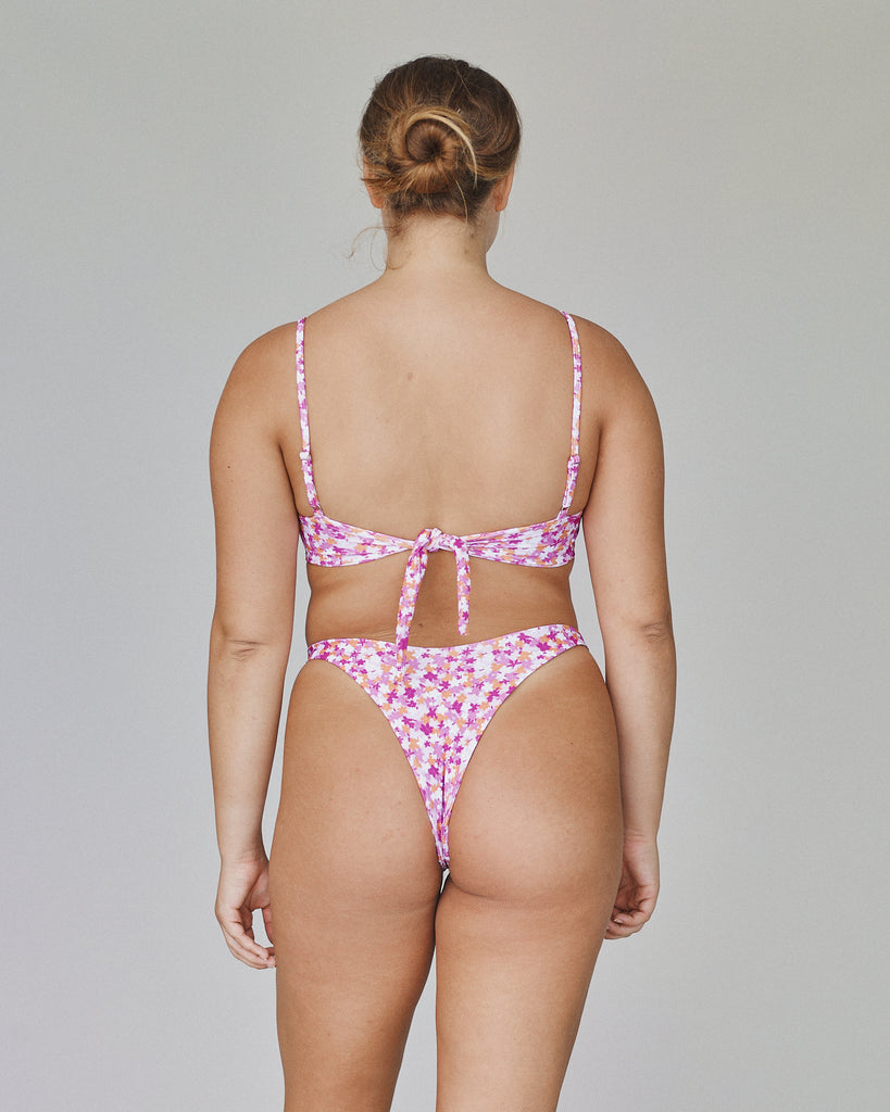 Emmy Bandeau Bralette Style Bikini Top - Pink Garden - Back View