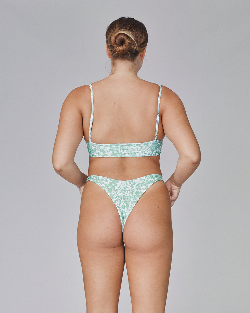 Maile High Leg V-Cut Cheeky Coverage Bikini Bottom - Sea Foam - Back View