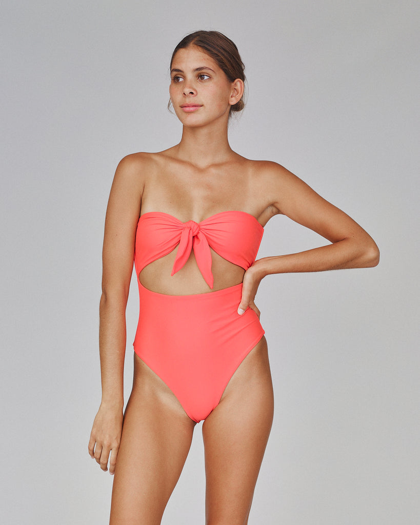 Ana Bandeau High Hip One Piece Swimsuit - Sunset - Front View