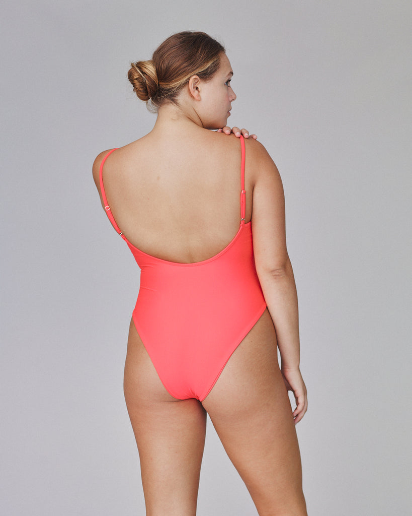Mila High Cut One Piece Swimsuit -Sunset - Back View